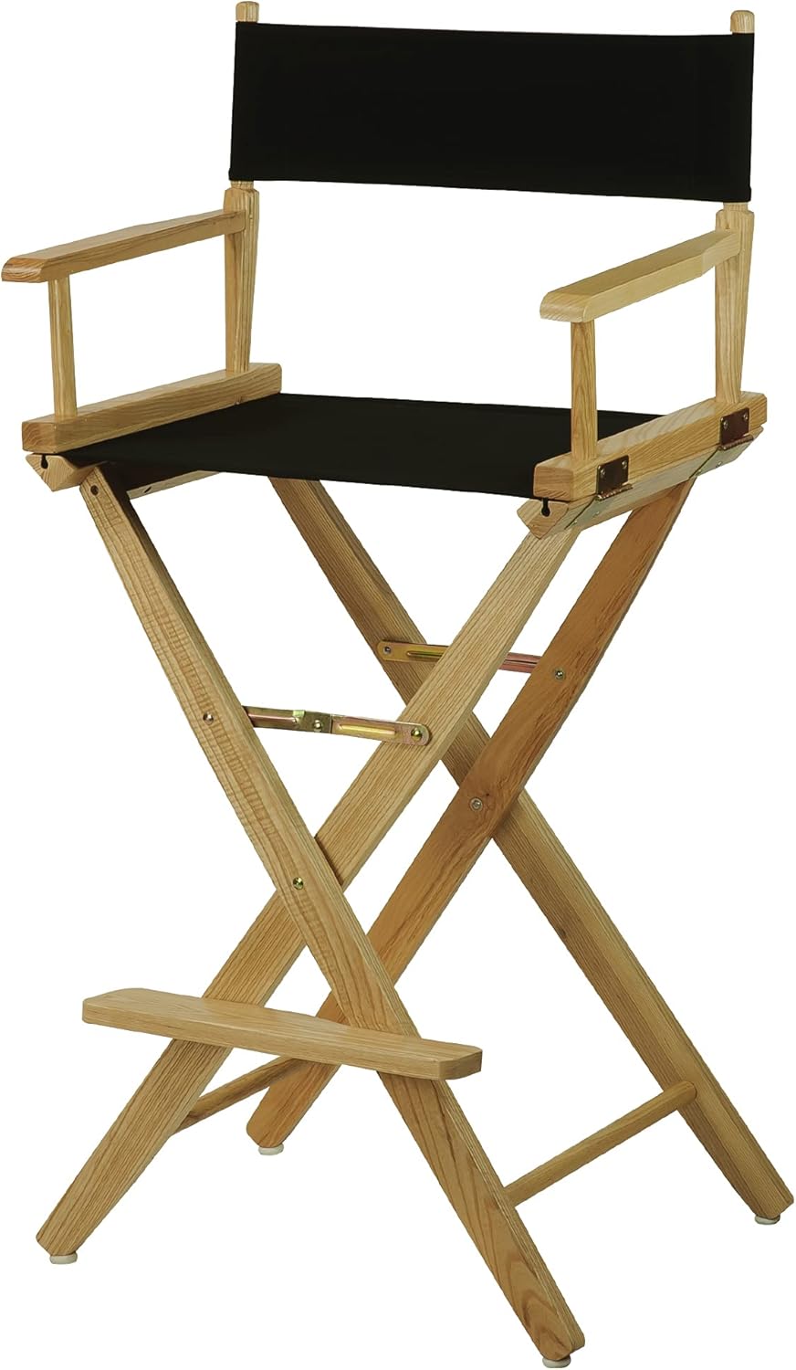 American Trails Extra-Wide Premium Directors Chair 30" H Bar Height Natural Frame Black Canvas