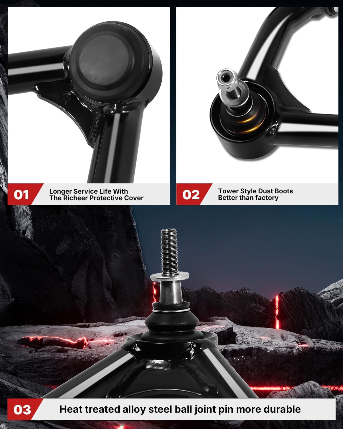 2-4" Front Upper Control Arms For 2007-2016 Silverado 1500 Sierra 1500 with Ball Joint, 2PCS Adaption 2-4" Lift Suspension Kit Adjustable Control Arm For 07-14 Yukon Avalanche Tahoe Suburban