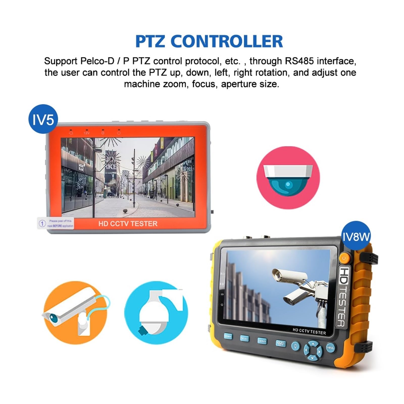 ester per CCTV, Tester For Telecamere Di Sicurezza CCTV 8MP 4K Monitor LCD TFT Da 5 Pollici For 4 IN 1 TVI AHD CVI Analogico For Test Video(CCTV Tester IV8W)