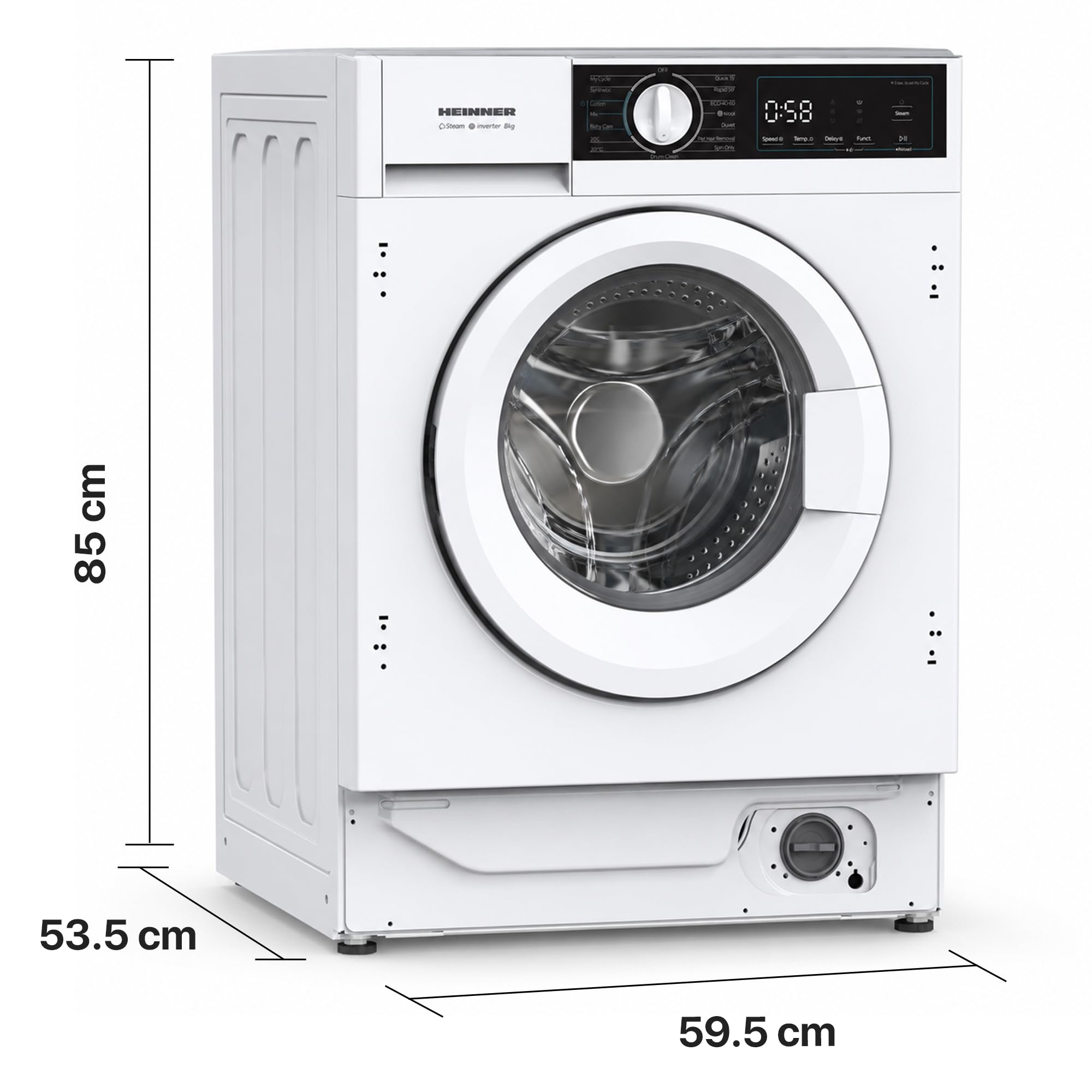 HWM-BI814IVA+++ Einbauwaschmaschine – 8 kg – 1400 U/min – Energieklasse A – Motor Inverter – 15 Programme – Weiß – 5 Jahre Garantie