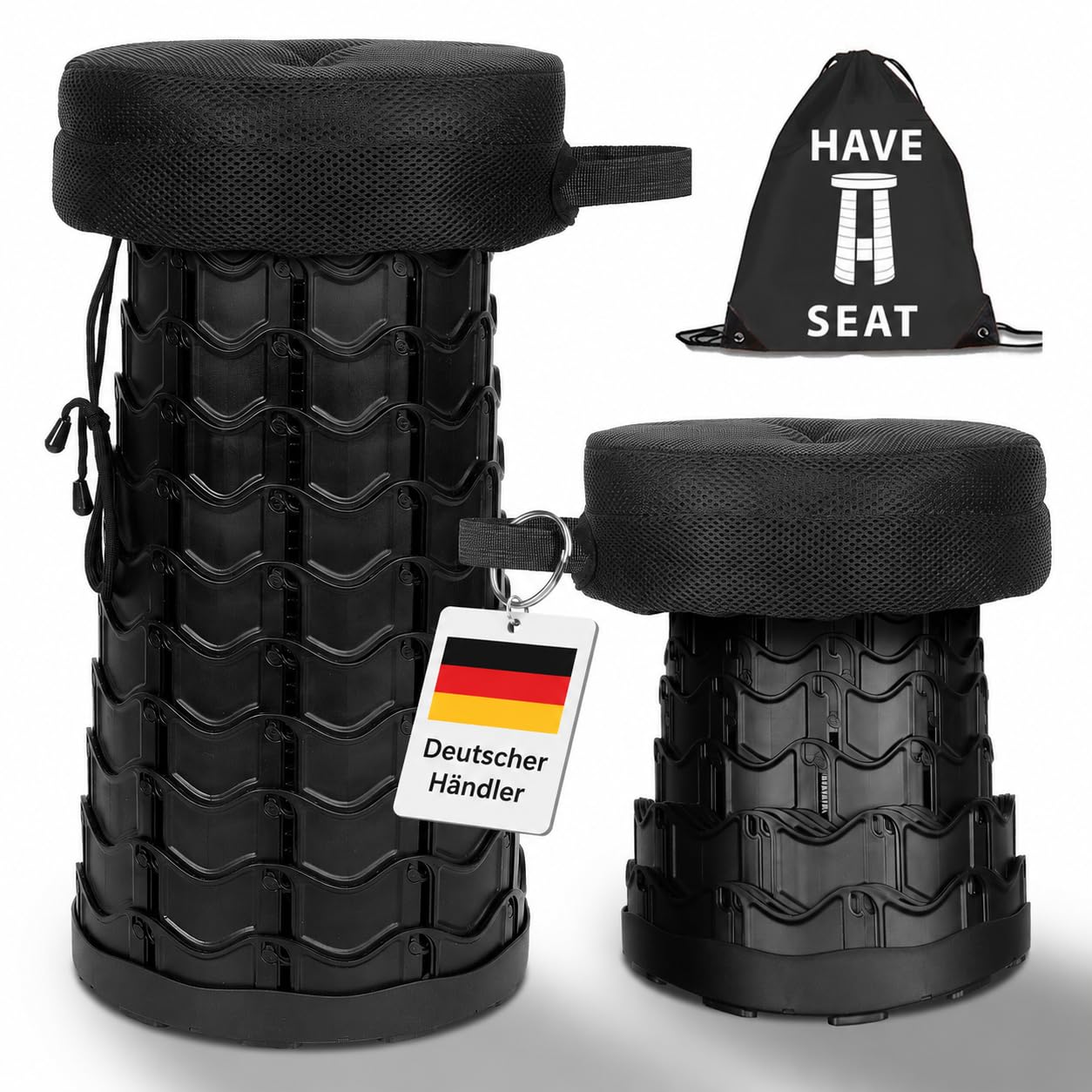 Have A Seat ® MyStool,Sgabello telescopico con cuscino, pieghevole, originale brevettato, ideale come sgabello da campeggio o da pesca, sgabello per bambini, sgabello pieghevole portatile