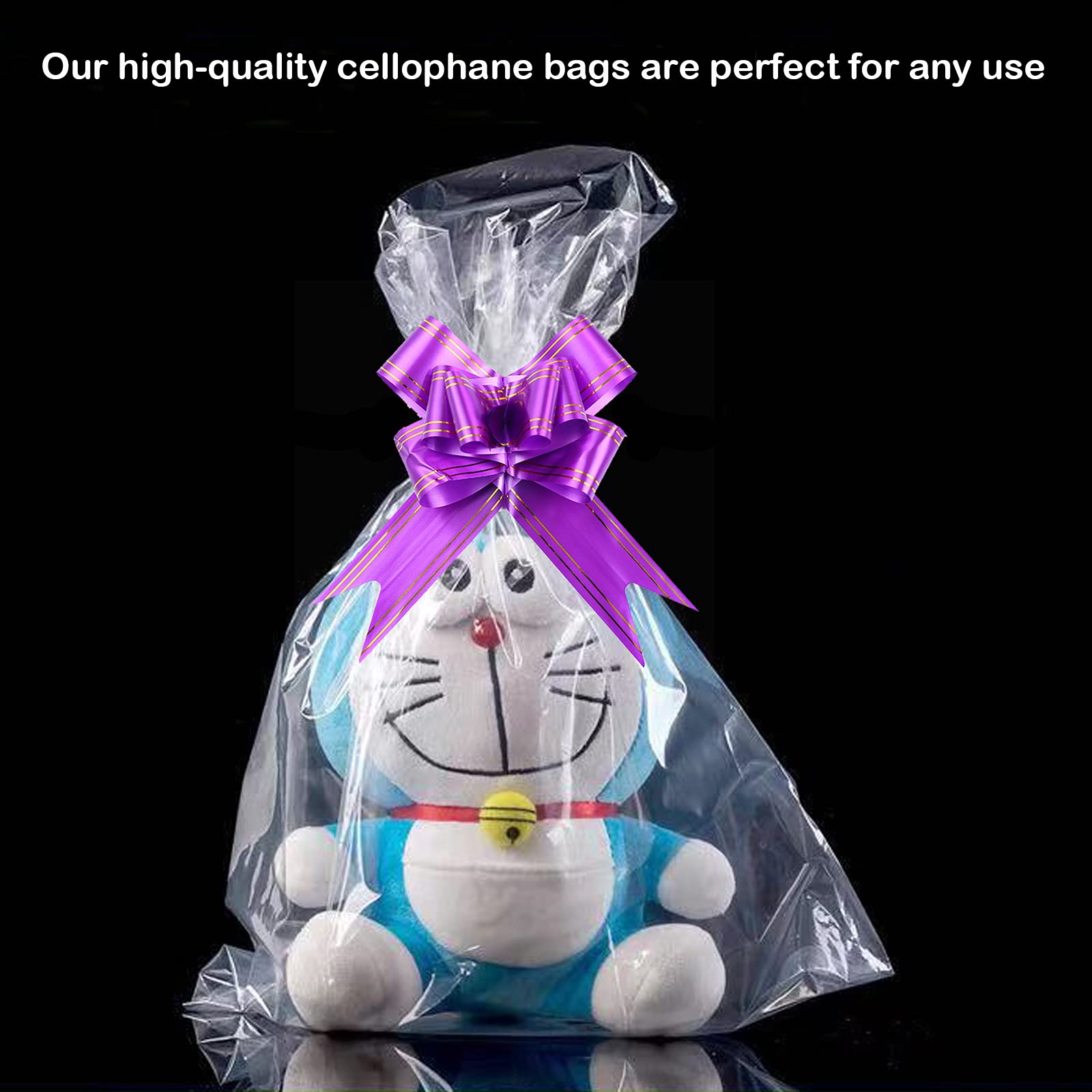 Amsthow 20 Stück Zellophantüten Mit Schleifen, 30,5x45,7 Cm – Transparent, Stabil, Für Geschenkkörbe & Gastgeschenke