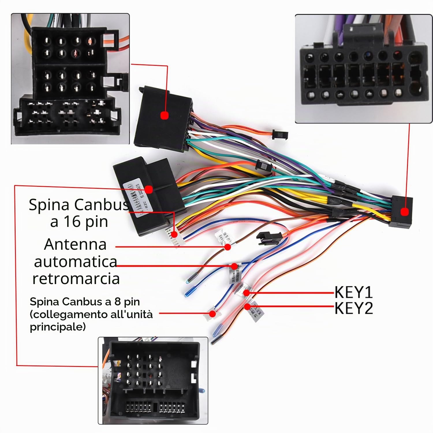 Hodozzy 36Pin e 40Pin Adattatore Cavo ISO con Canbus per VW Golf Polo Skoda Seat Touran Autoradio Standard ISO Adattatore per Android Autoradio con SWC e Cablaggio Della Linea di Controllo Retromarcia