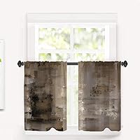 Vista 837 de Cenefas de cocina modernas con patrón de cobre marrón dorado para ventanas, cenefas opacas abstractas de marcas de arañazos y cortinas opacas