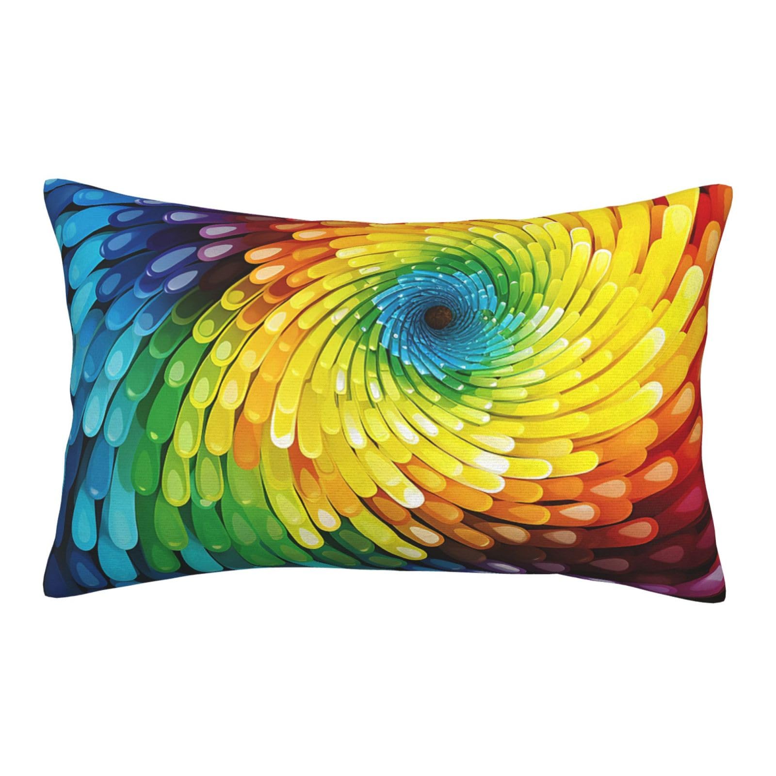 Velvet Pillowcases 16"x24" Ultra Soft Breathable Pillow Cases, Luxury Fuzzy Throw Pillow Covers with Zipper, Rainbow Swirl Pillow Shams All Seasons Decorative Cushion Cases for Couch