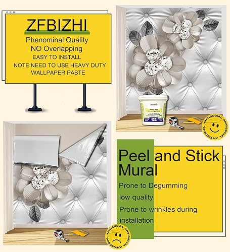 Miniatura 6 de Papel tapiz floral de peonía rosa para dormitorio, sala de estar, baño, oficina (no se pega ni se pega)