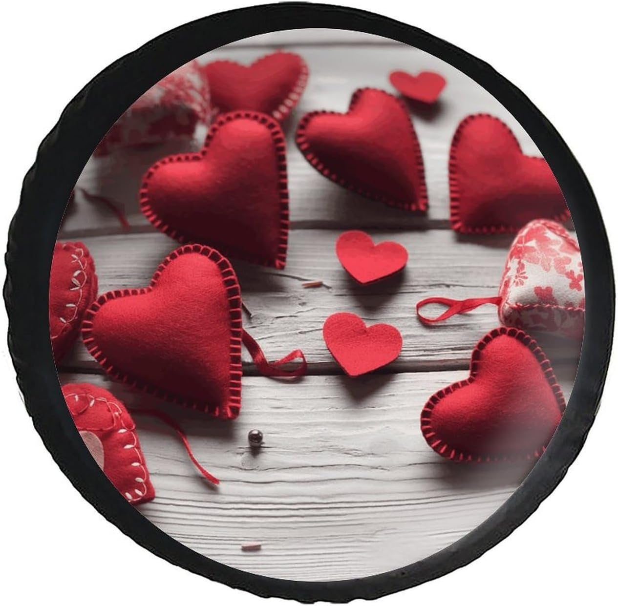 28"-34" Thickening Spare Tire Cover Handmade Red Hearts Waterproof Leather Tire Wheel Cover for Trailer Jeep RV SUV