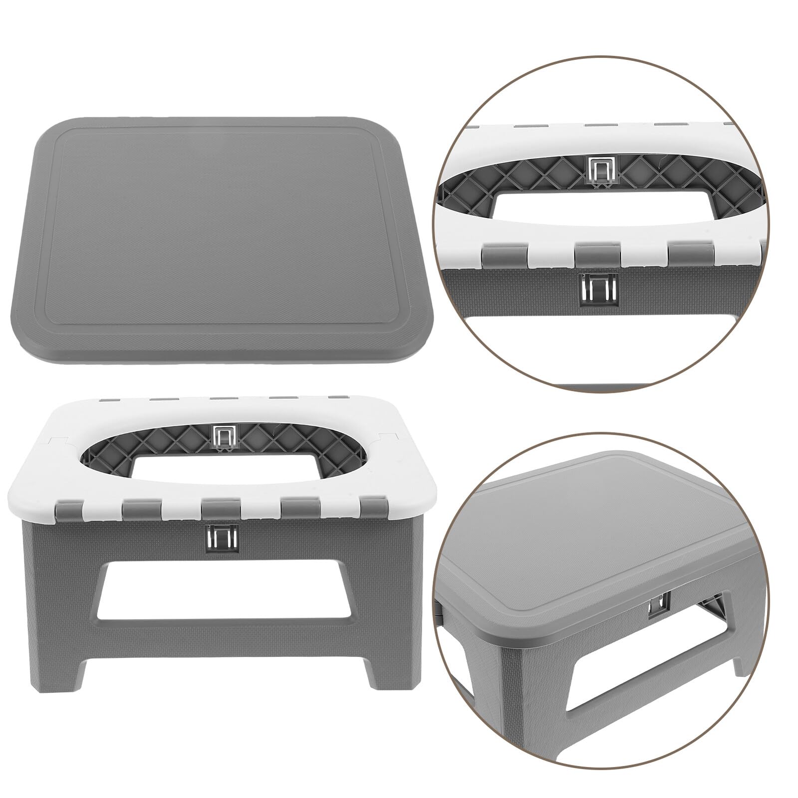 PRETYZOOM Taburete Plegable Portátil para Camping Inodoro Plegable Compacto para Adultos Diseño Discreto y Estable para Emergencias y Viajes al Aire Color Gris Pequeño