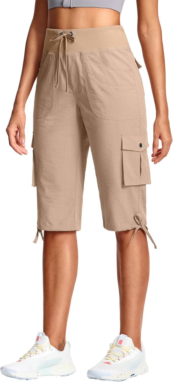 15"/ 18" Capri Pants for Women Cargo Hiking Pants Lightweight Women's Capris with 6 Pockets Summer Casual Travel