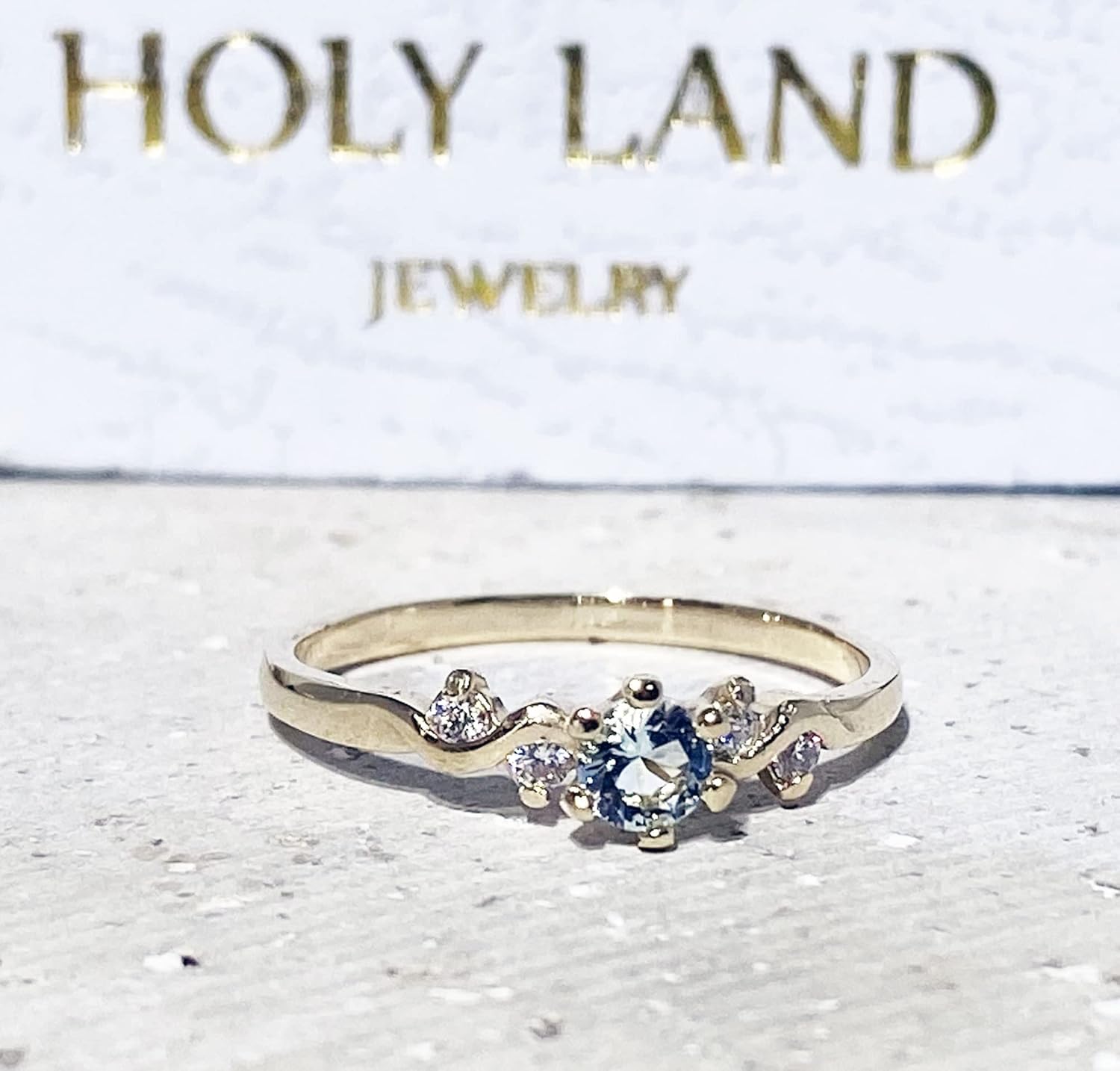 March Birthstone Jewelry - Aquamarine Ring - Tiny Ring - Stacking Ring - Gemstone Ring - Simple Jewelry - Slim Ring