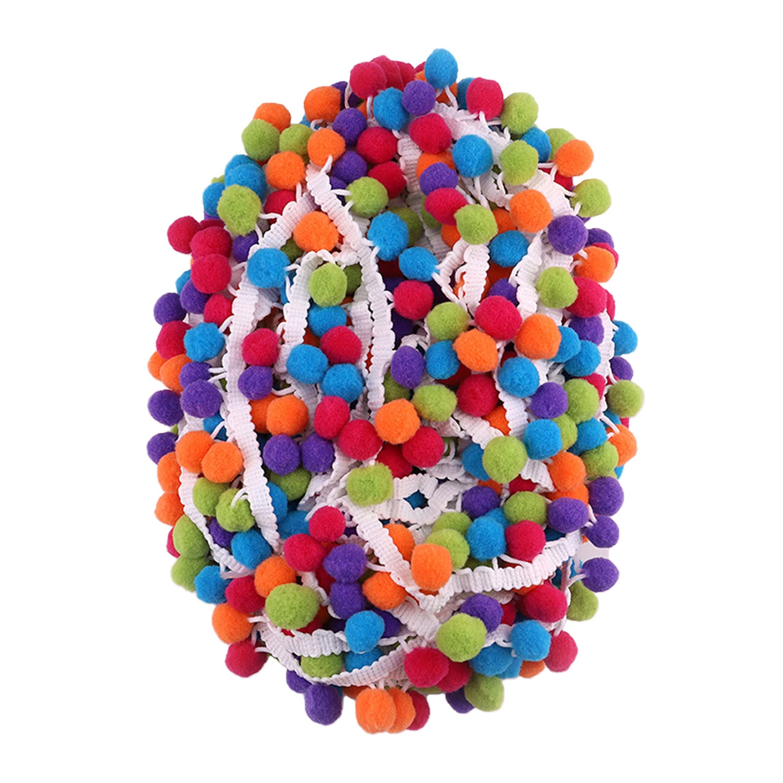 10 Yards Multicolor Pom Pom Trim Mixed Color Ball Fringe Ribbon Rainbow Pom Ball Fringe Tassel Trim for Clothing DIY Crafts Decoration