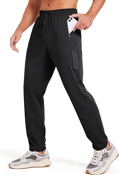 VEOBIKE Men's Athletic Joggers Pants Stretch Tapered Casual Track Pants Elastic Waist Workout Jogging Sweatpants Zip Pockets