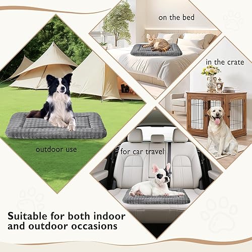 Miniatura 5 de Tapete para cama de perro para perros grandes, lavable y suave para mascotas, tapete para dormir con patrón de burbujas 3D, gris, 36 x 23 pulgadas