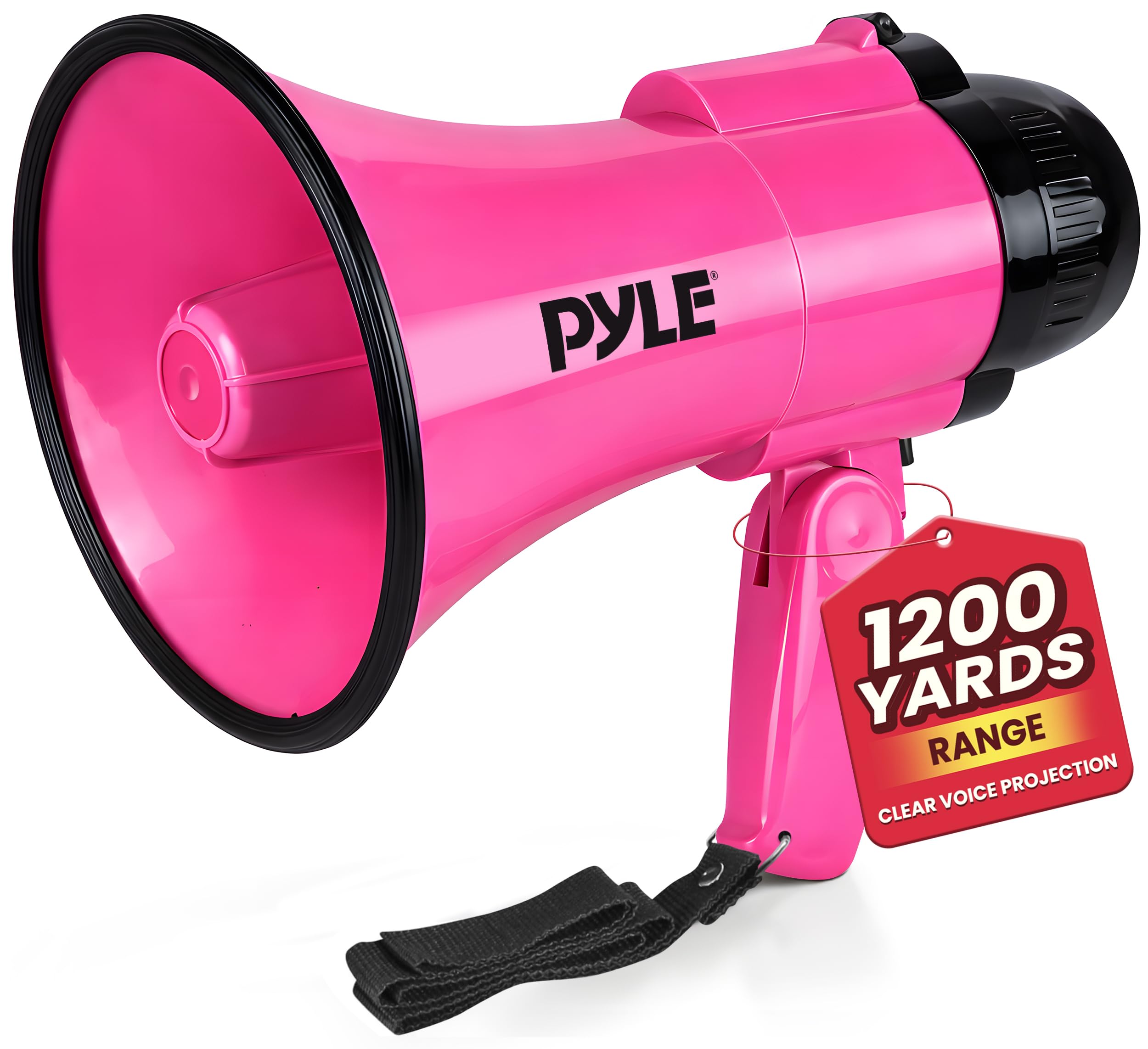 20W Portable Megaphone Speaker with Microphone, 2 Modes, PA Sound - Compact & Battery Operated, Ideal for Cheerleading, Police, Boats, Loud & Clear Voice Projection, Mini Bullhorn Design (Pink)