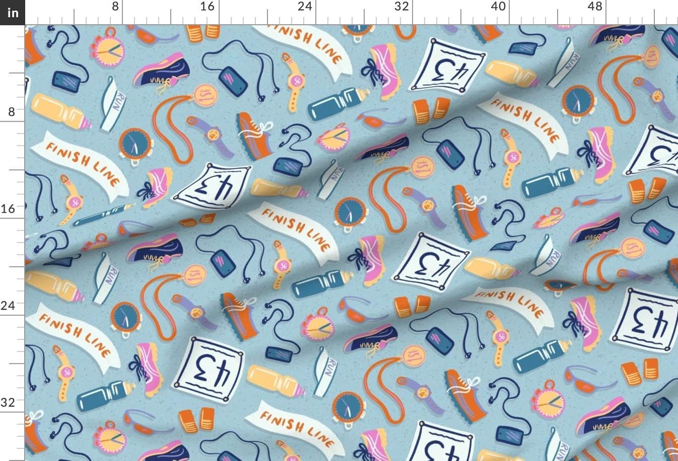 Spoonflower Fabric - Marathon Fitness Exercise Running Shoes Race Printed on Minky Fabric by The Yard - Sewing Baby Blankets Quilt Backing Plush
