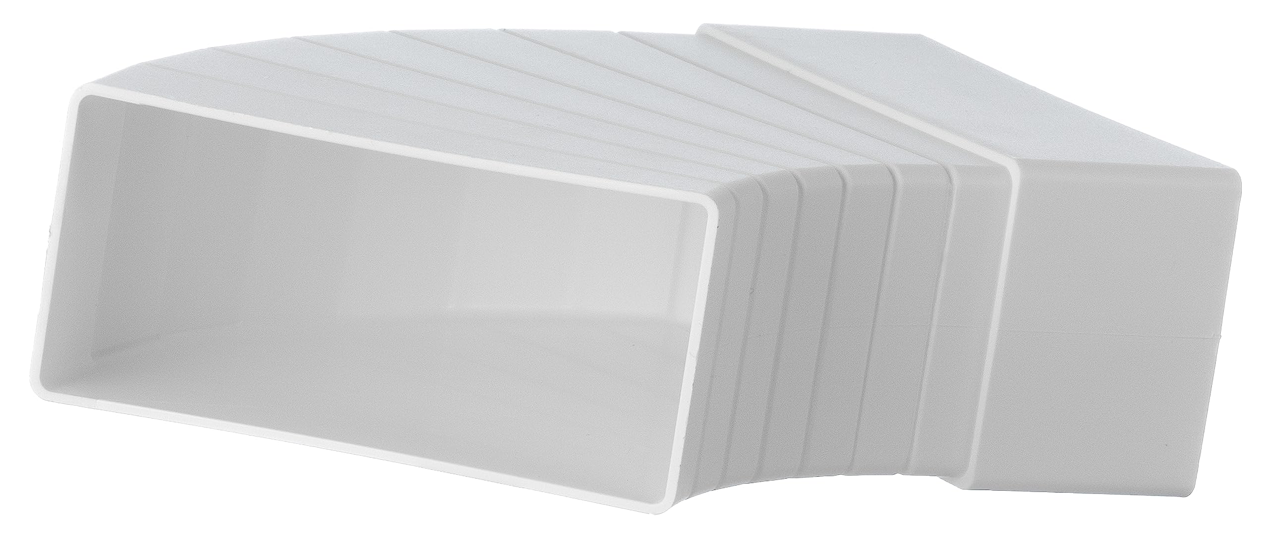 Steinberg14 White Us White 110X55mm / 4X2 Inch - 15-60° Horizontal Elbow - Flat Channel Bend - Rectangular Plastic Ducting Adaptor