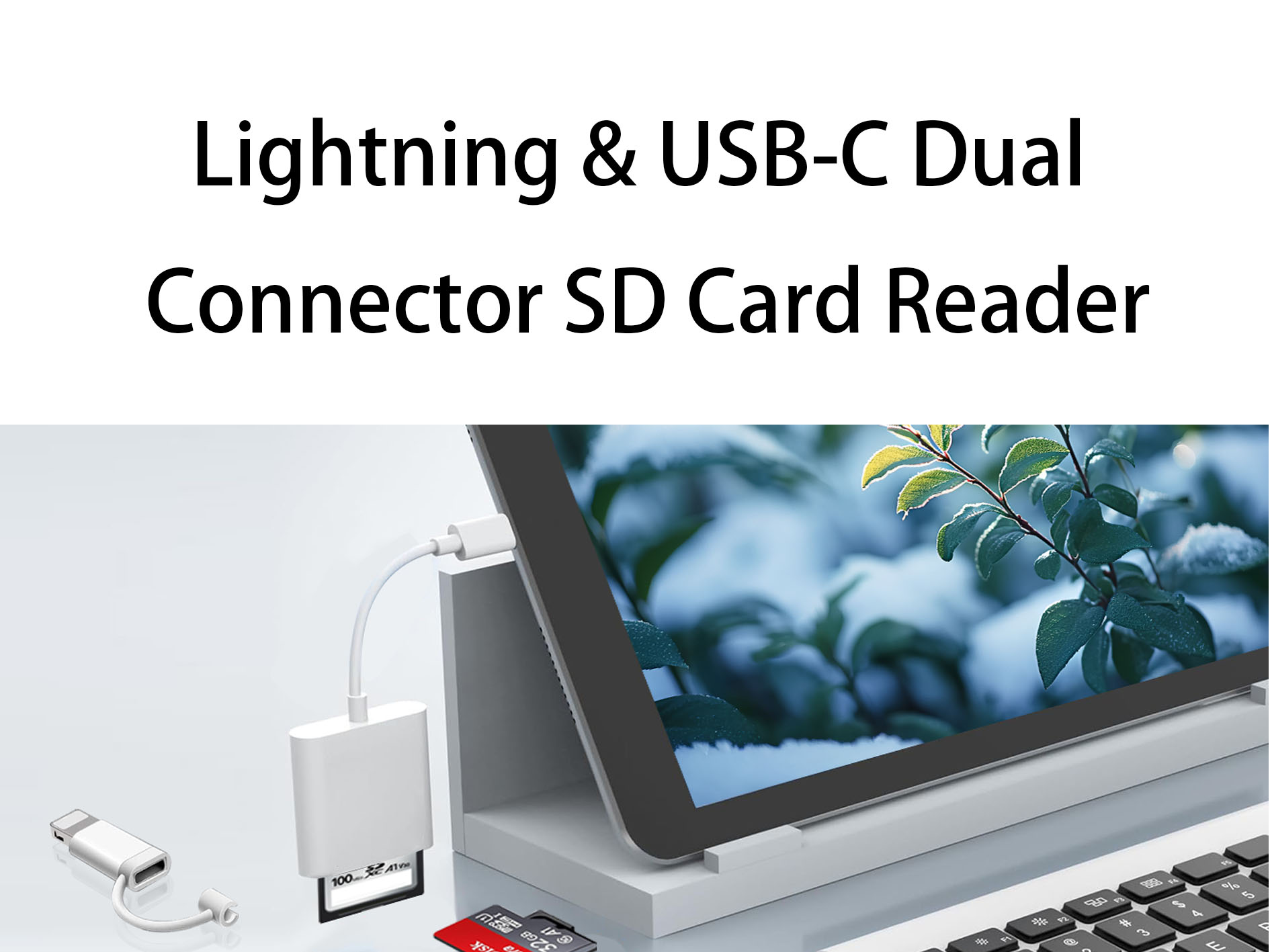 SD Card Reader For IPhone IPad, Lightning & USB-C Dual Connector Memory SD Card Adapter, Support SD/Micro SD Cards, High-Speed Trail Camera Viewer, Plug And Play