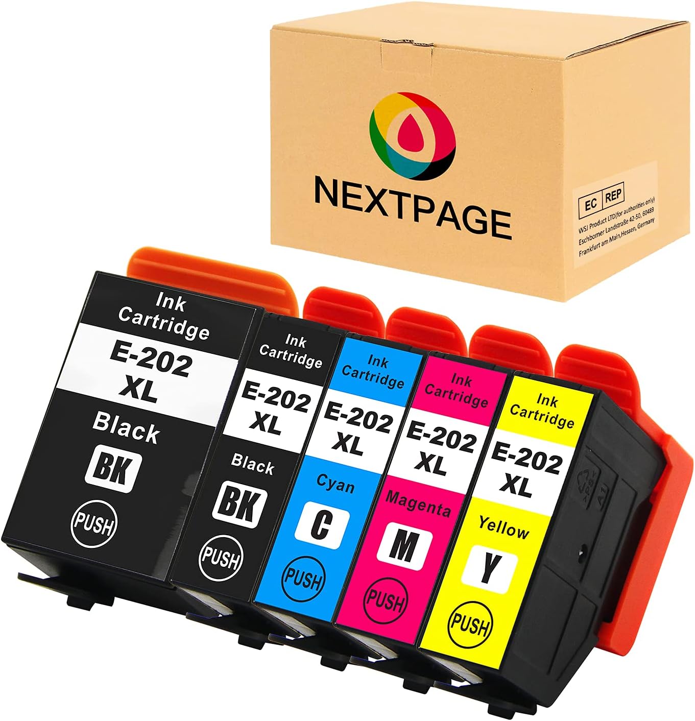 NEXTPAGE 202XL Ink Cartridges for Epson 202 Compatible with Epson XP-6000 XP-6001 XP-6005 XP-6100 XP-6105 Printer Black Cyan Magenta Yellow Photo Black Ink Set (Pack of 5)