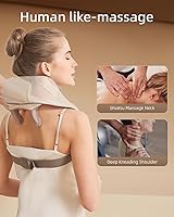 Vista 2 de Neck Massager for Pain Relief deep Tissue Relieves Tension Kneading Massager with Heat Improves Circulation Eases Muscle Soreness,Ideal Gifts(Beige)
