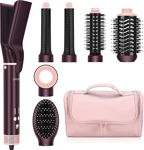 MaxAIR 2.0 - Moldeador de aire caliente 7 en 1, juego de doble voltaje, cepillo secador de pelo de alta velocidad con alisador de cabello de aire,