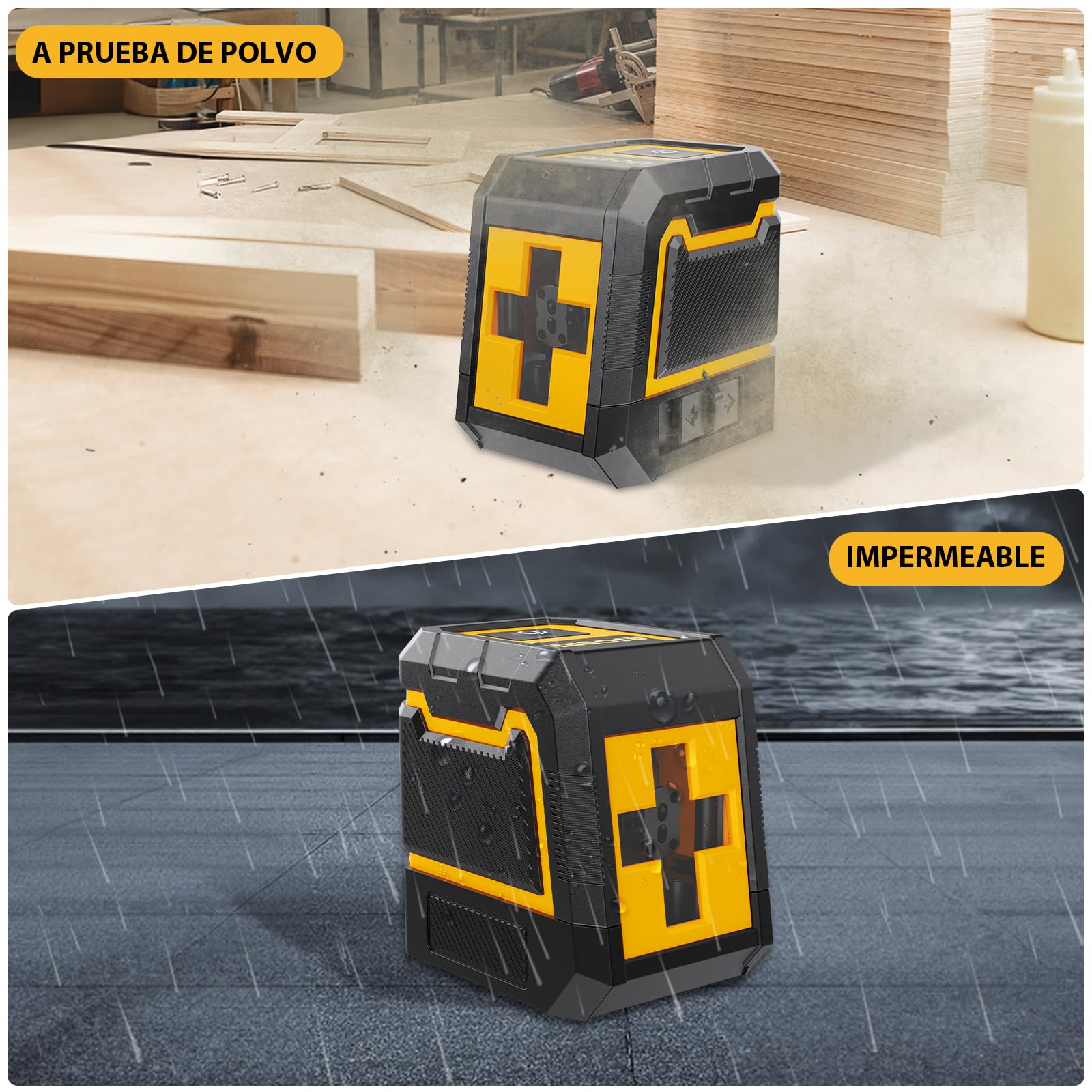 Nivel Laser Autonivelante con Tripode,ASOBRIS Nivel Láser Verde Líneas Cruzadas Horizontales y Verticales,Laser Level pare Colgar Cuadros Construcción Uso Interior Exterior (amarillo)