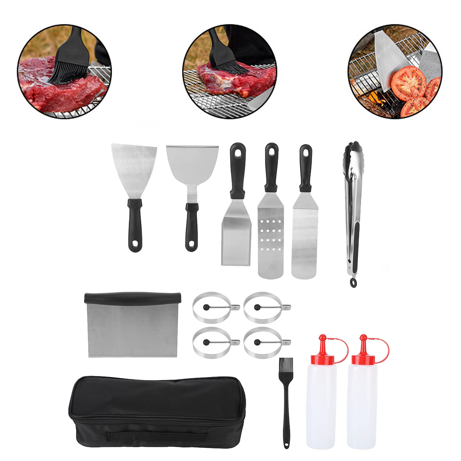 Accesorios de plancha de acero inoxidable, juego de herramientas antiadherentes para barbacoa, herramienta para asar a la parrilla para cocina