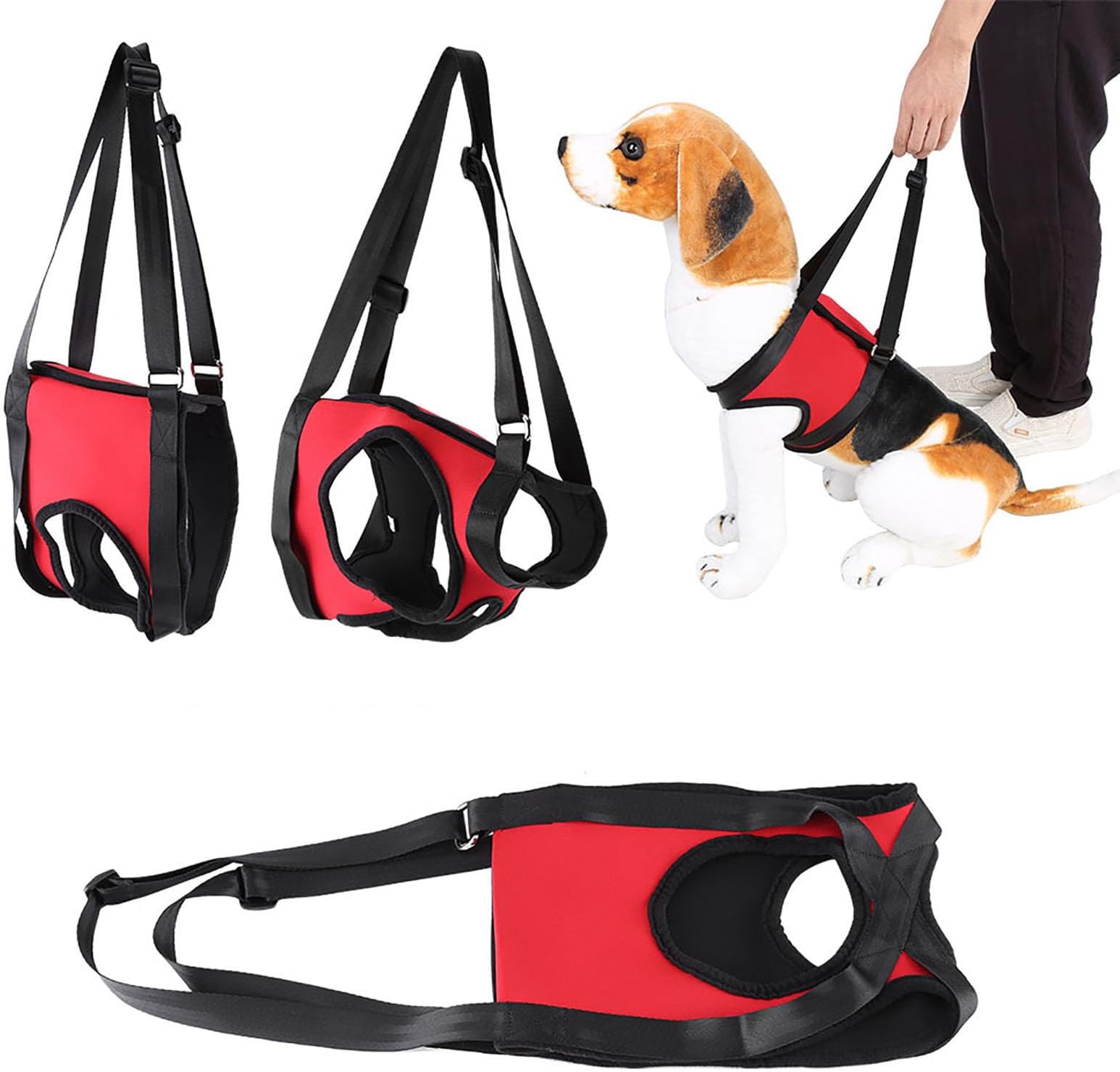 Oumefar Dog Pulling Vest Dog Sling Pet Dog Support Harness Walking Aid Pet Dog Aid Harness Front and Back(Red hind Legs L)
