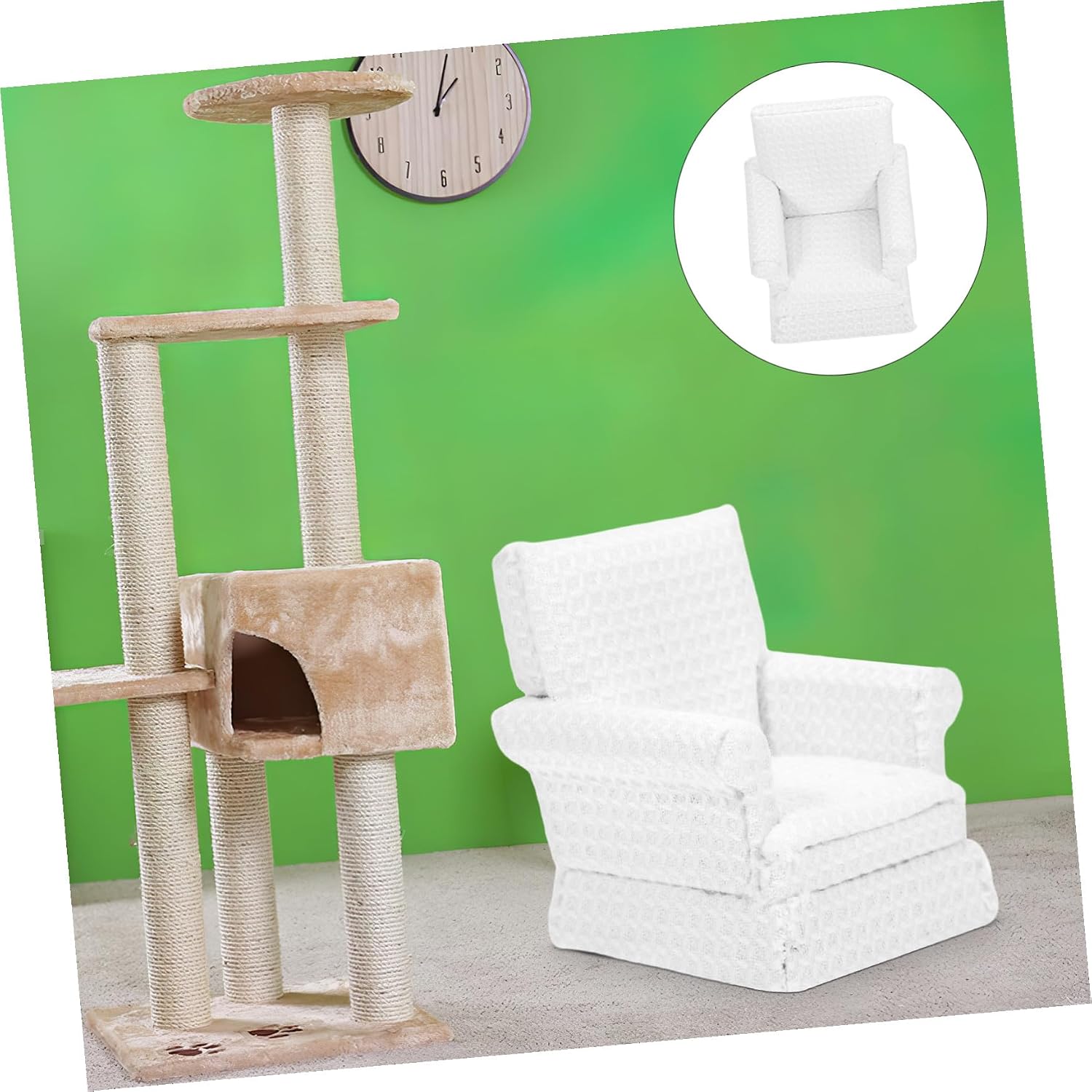 Miniature Sofa Doll House Furniture White Fabric Mini Compact Couch Model for Doll Accessories Decorative Tiny Sofa for Dollhouse Display