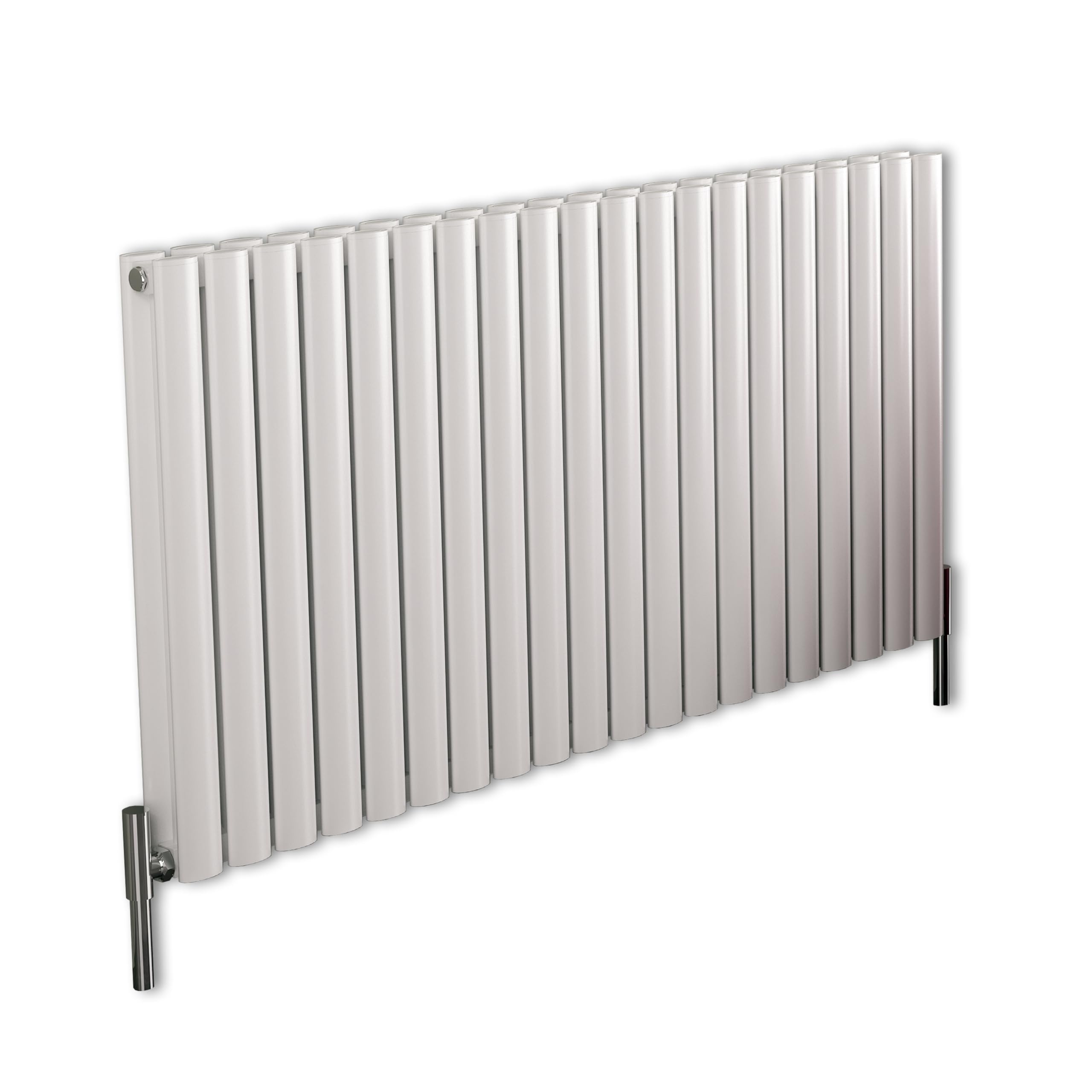 Milano White Aruba Horizontal Double Oval Panel Aluminium Radiator - 600Mm X 1200Mm