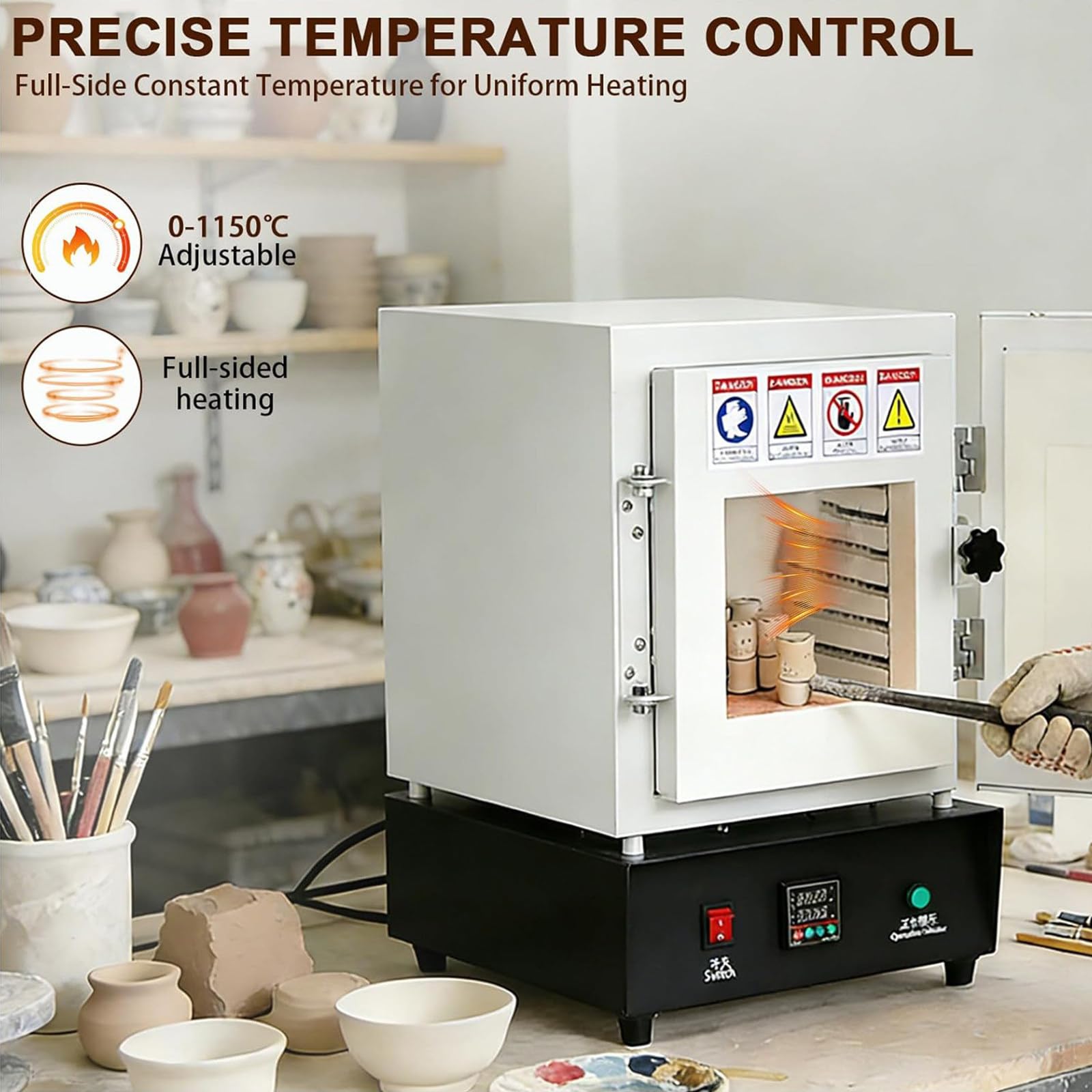 Horno de mufla cerámico eléctrico 1150c con ventana de observación para fundición de joyería, sinterización por desmoldeo de cera y quemado de cera.