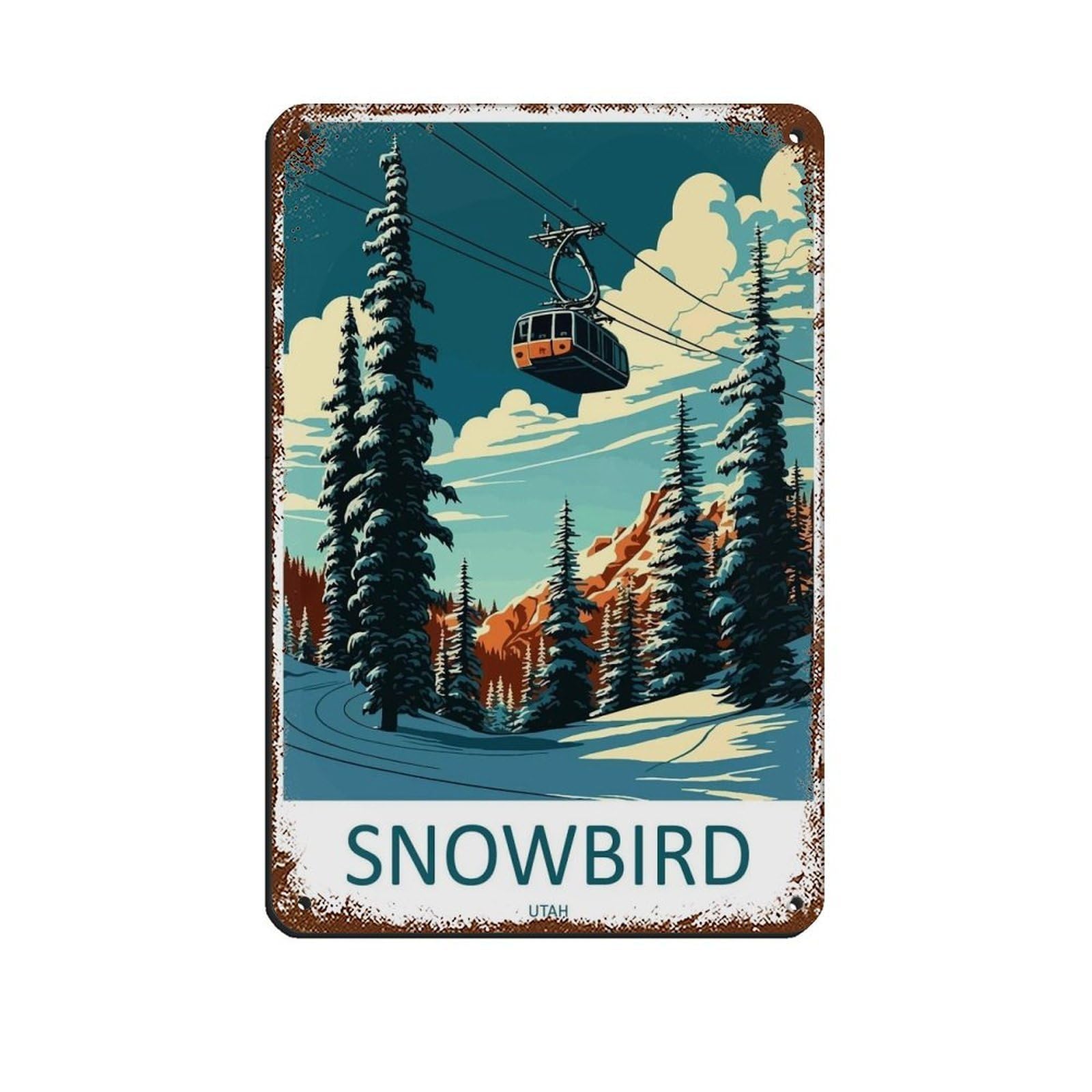 Snowbird Travel Art Ski Art Lover Gift Tin Sign Vintage Metal Pub Club Cafe Bar Home Wall Art Decoration Poster Retro 8x12inch(20x30cm)