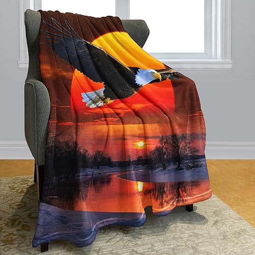 Miniatura 2 de Rstick Manta de forro polar de halcón volador de halcón con diseño de águila, manta de felpa suave y mullida para sofá y cama, 60 x 80 pulgadas
