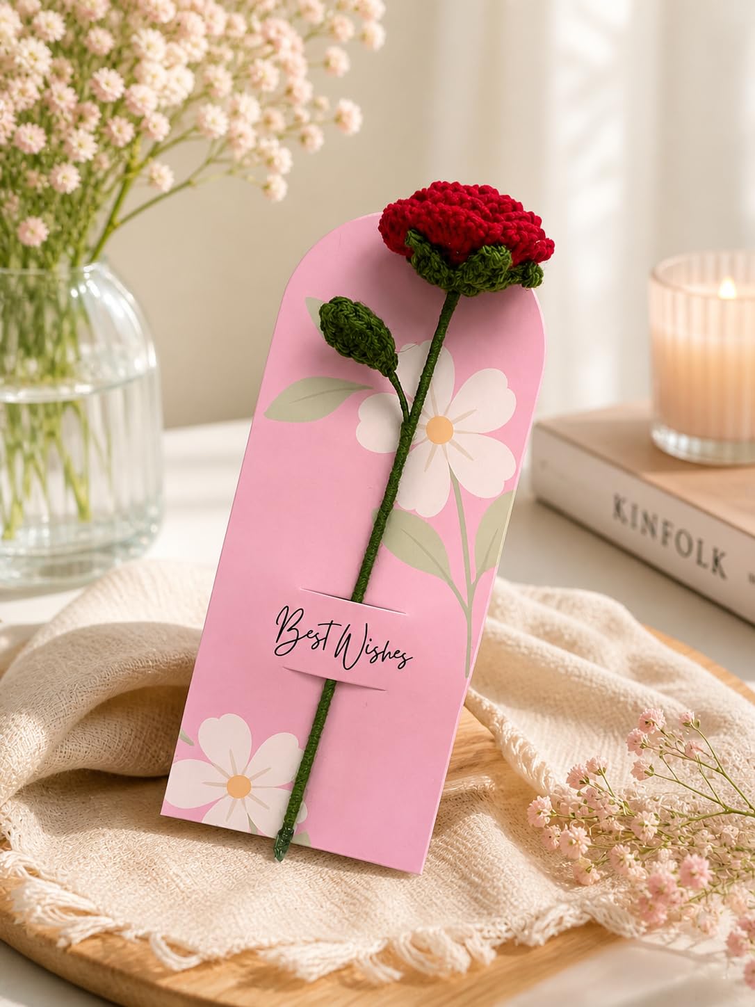 Rarejoy Combo Gift Set for Women, Valentine Gifts, Birthday Gift for Wife, Handmade Dreamcatcher, Scented Candle, Ceramic Mug, Greeting Card, Rose Flower Necklace Pendant, 1 Litres 1