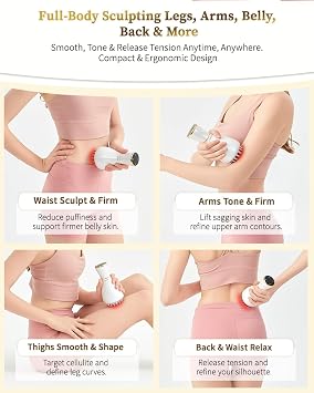 Lymphatic Drainage Massager & Massage Tool, Body Sculpting Machine & Fascia Blaster for Cellulite with Light, Heat & Vibration, for Legs, Arms & Belly, White