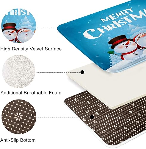 Miniatura 5 de ArtSocket Juego de 3 tapetes de baño de Navidad, diseño de Papá Noel, muñeco de nieve, alce, funda lavable, juego de 3 tapetes de baño para