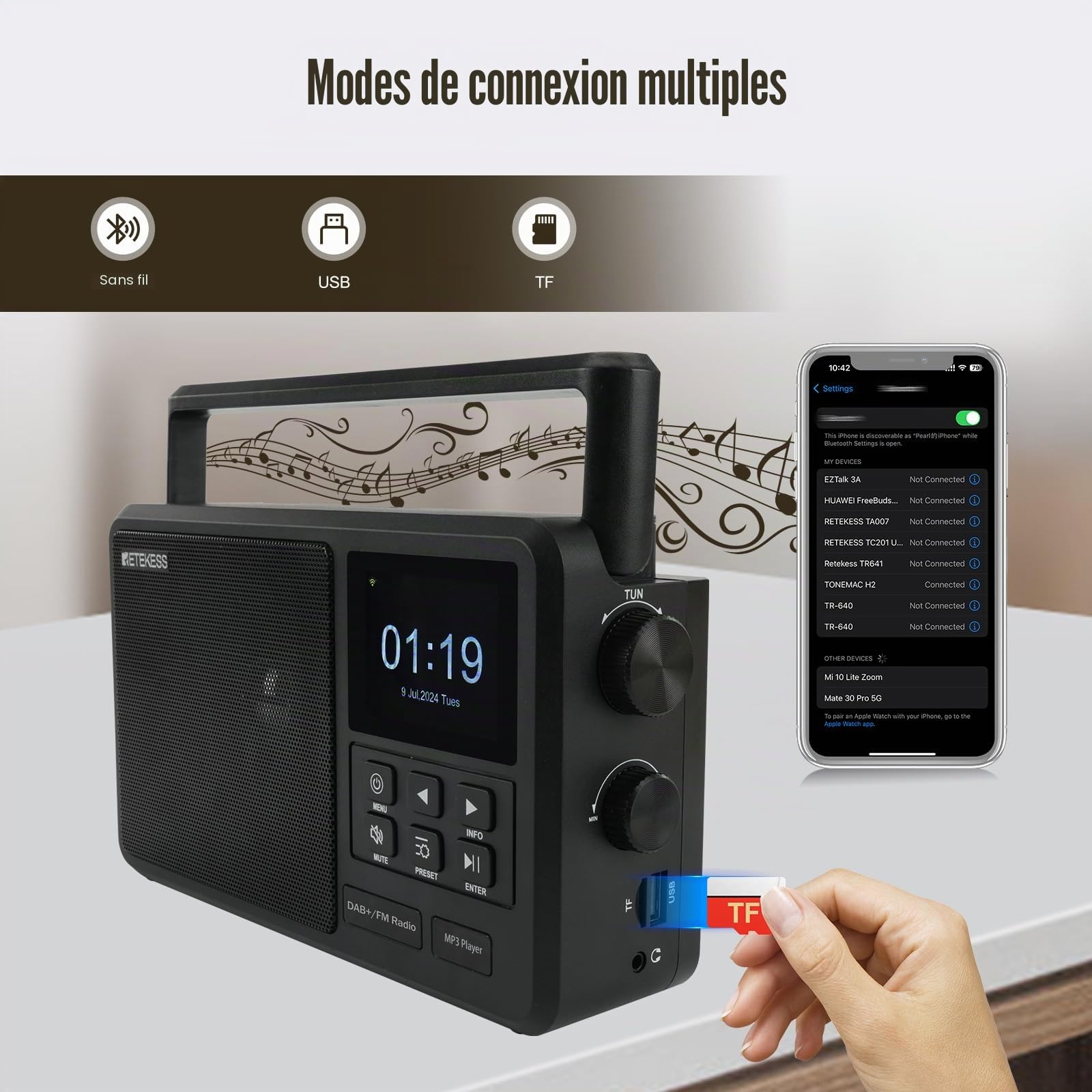 Retekess TR640 Radio Internet, Radio Numérique Dab