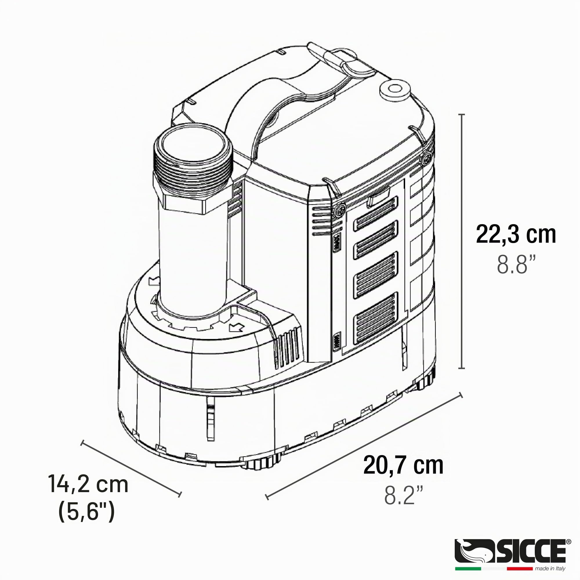 SICCE ULTRA 9000 Pompa Immersione, svuota piscine e pozzetti, AUTOMATICA con galleggiante10m 3P EU
