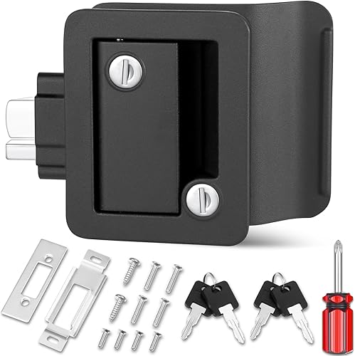 Cerradura de puerta de entrada para RV, 100% cerradura de metal para caravana, pestillo de puerta para remolque de viaje, kit de reemplazo de