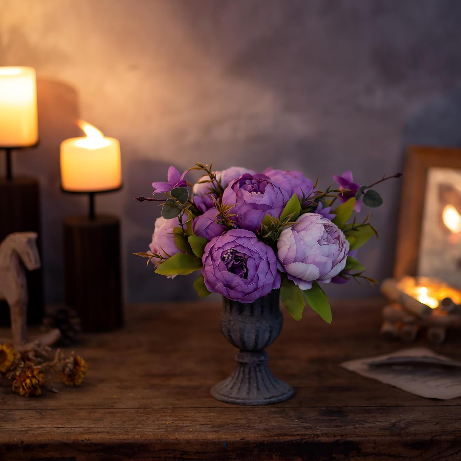 BLOSMON Artificial Flowers Balls Centerpieces: 2 Pcs 9.5" Light Purple Fake Peonies Wedding Center Piece Decoration for Table Kissing Ball Floral Arrangements, Base with Faux Peony Party Home Decor - Image 8