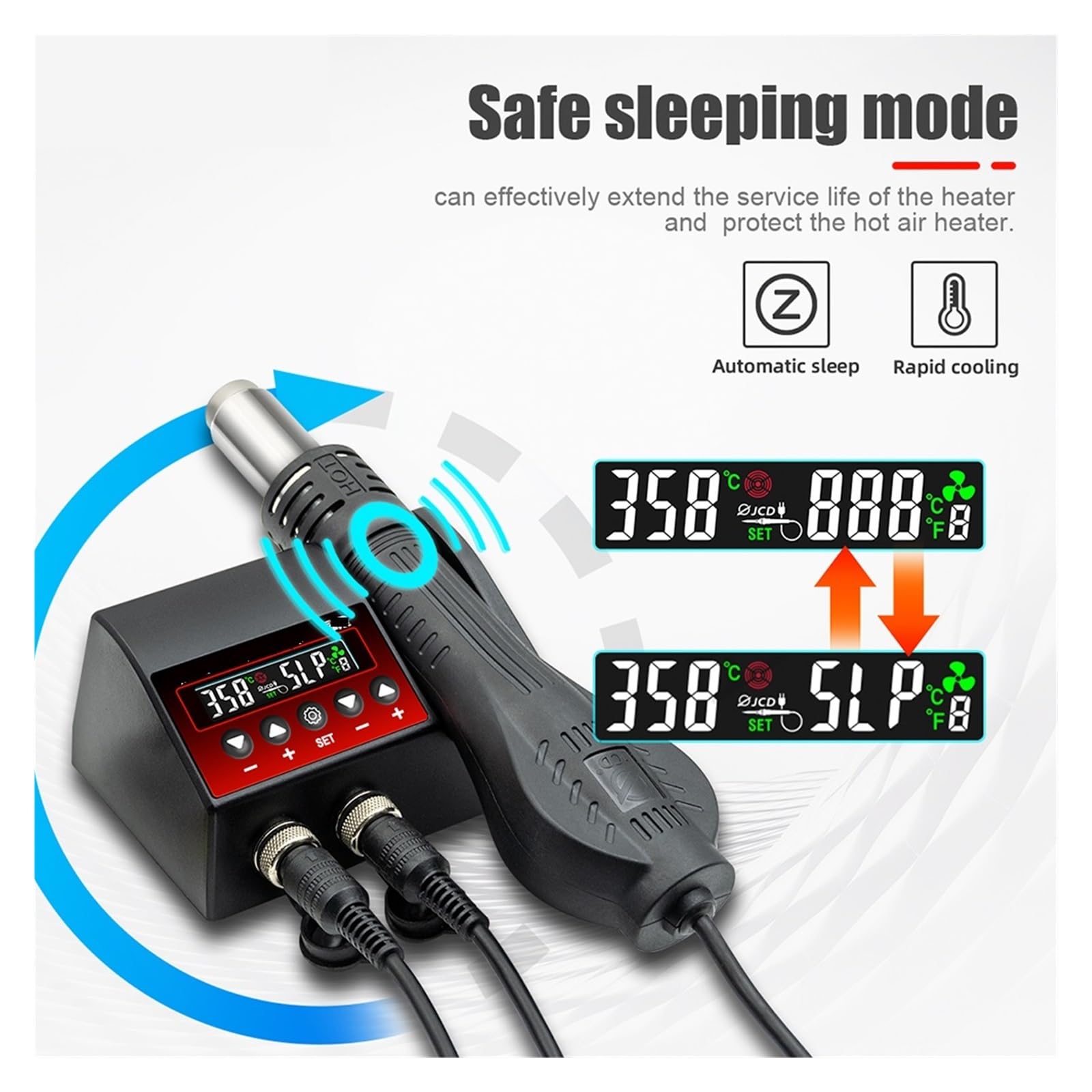 Stacja lutownicza Stacja Lutownicza 2 W 1 750 W Z Opalarką Airflowcontrol, Wyświetlaczem LCD, Stacją Lutowniczą Do Naprawy Telefonów(Pro 6)