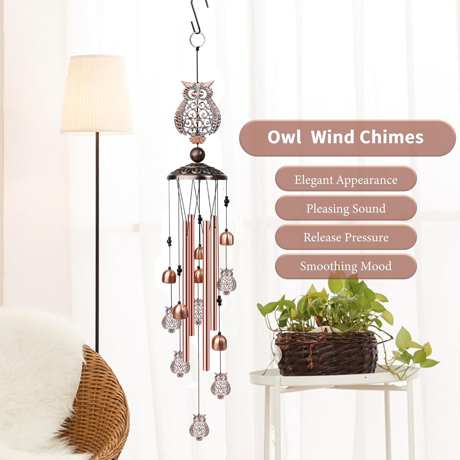 Owl Wind Chimes for Outside, Decorative Wind Chimes Owl Gifts for Women/Men, Memorial/Birthday Gifts, Garden Decor for Outside, Patio or Yard, Durable Chimes for Outdoors - Image 5