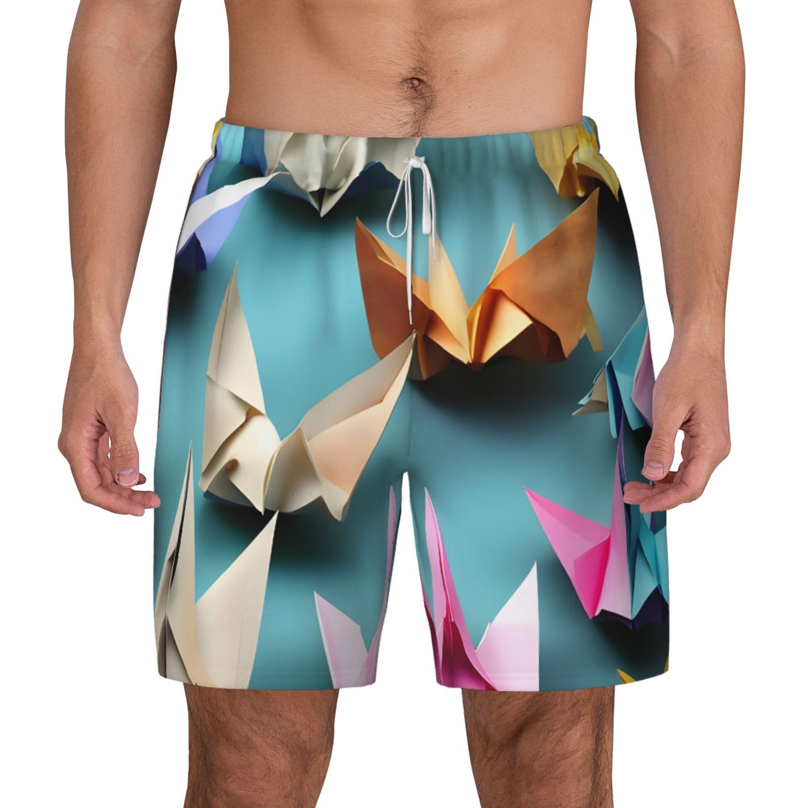 Bañador con estampado de grullas premium de secado rápido casual 8