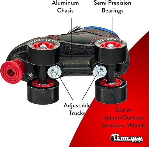 Miniatura 3 de Chicago Skates Sidewalk Roller Skates  Durable, Top Performance IndoorOutdoor Use Skate Shoes for Girls & Boys, High-Top Boot Safety Youth Quad