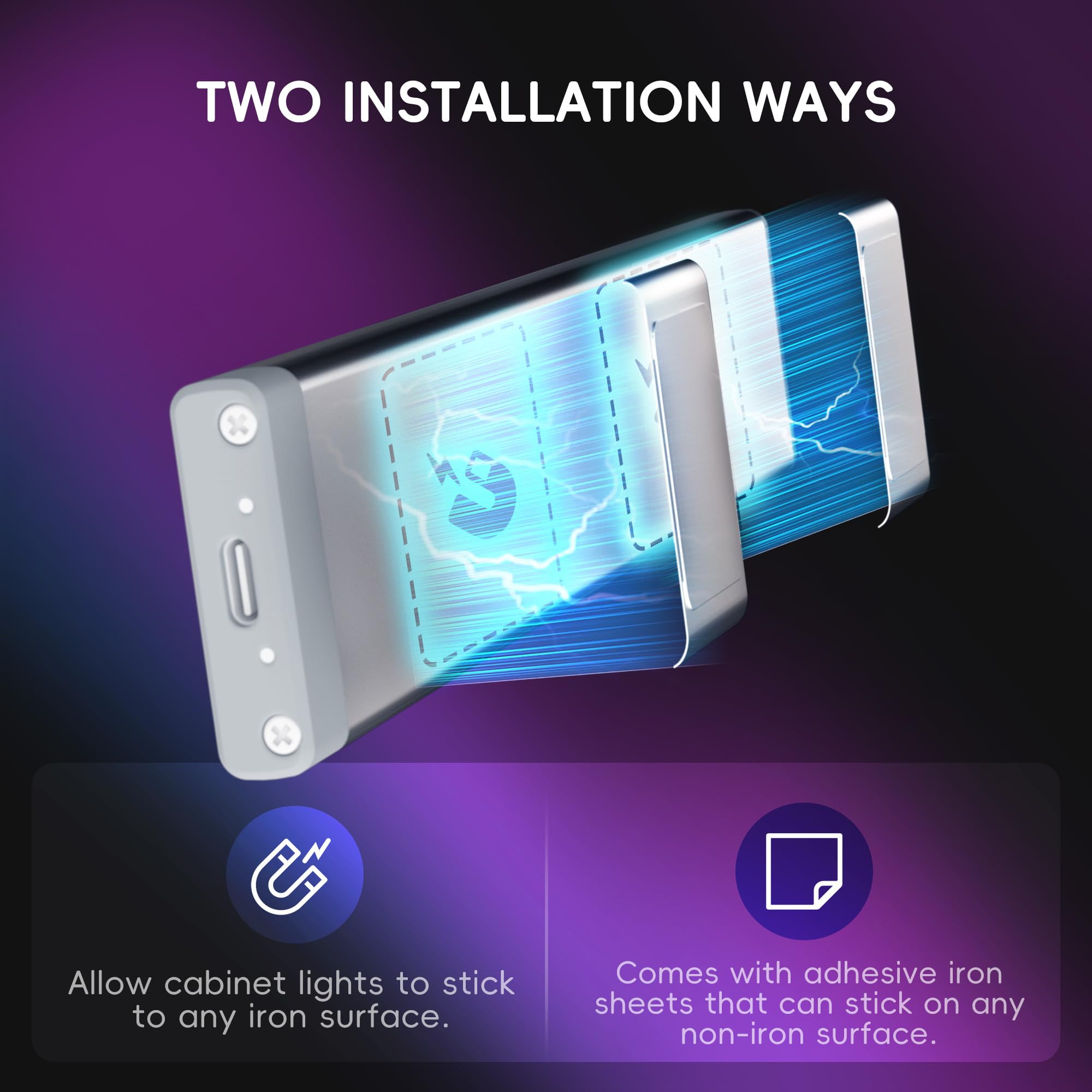 Hopedone - Luci sotto armadio con stazione di ricarica, 24 LED dimmerabili con sensore di movimento luci ricaricabili per interni con 15 temperature di colore, barra magnetica RGB, luce