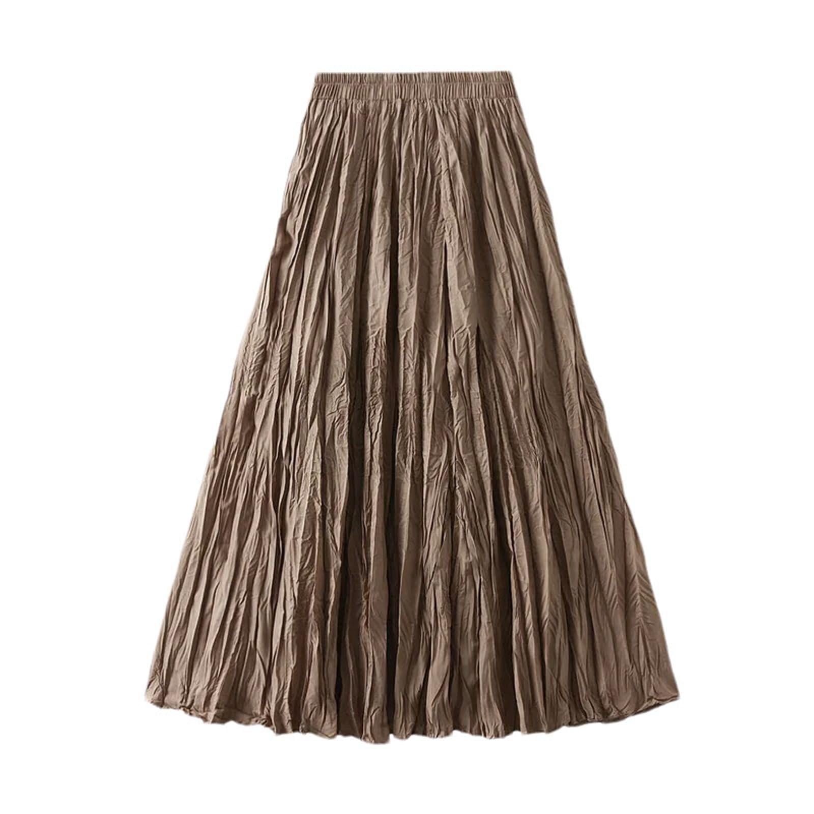 Jegsnoe Faldas plisadas acampanadas para mujer, falda casual Harajuku midi para primavera y verano