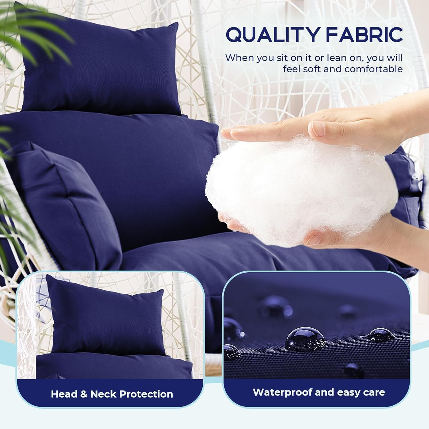 joomie Coussin de chaise en forme d'œuf Bleu