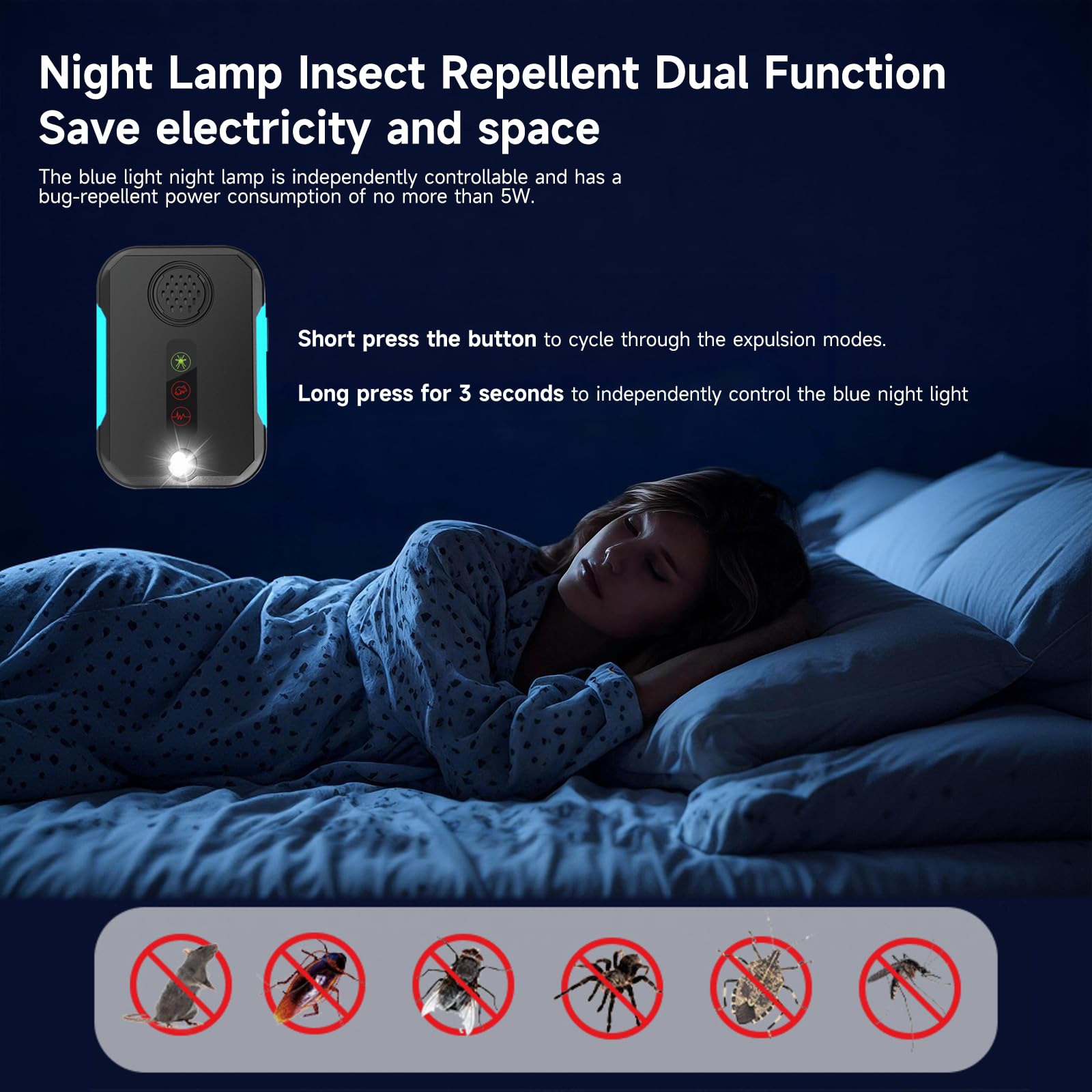 6 Pack Ultrasonic Pest Control Repeller, Mouse Repellent Indoor for Spider Bug Roach Ant Mosquito Rat Mice Insect Deterrent, Mouse Rodent Repellent Ultrasonic Plug in, 4 Mode Switching, Black - 5
