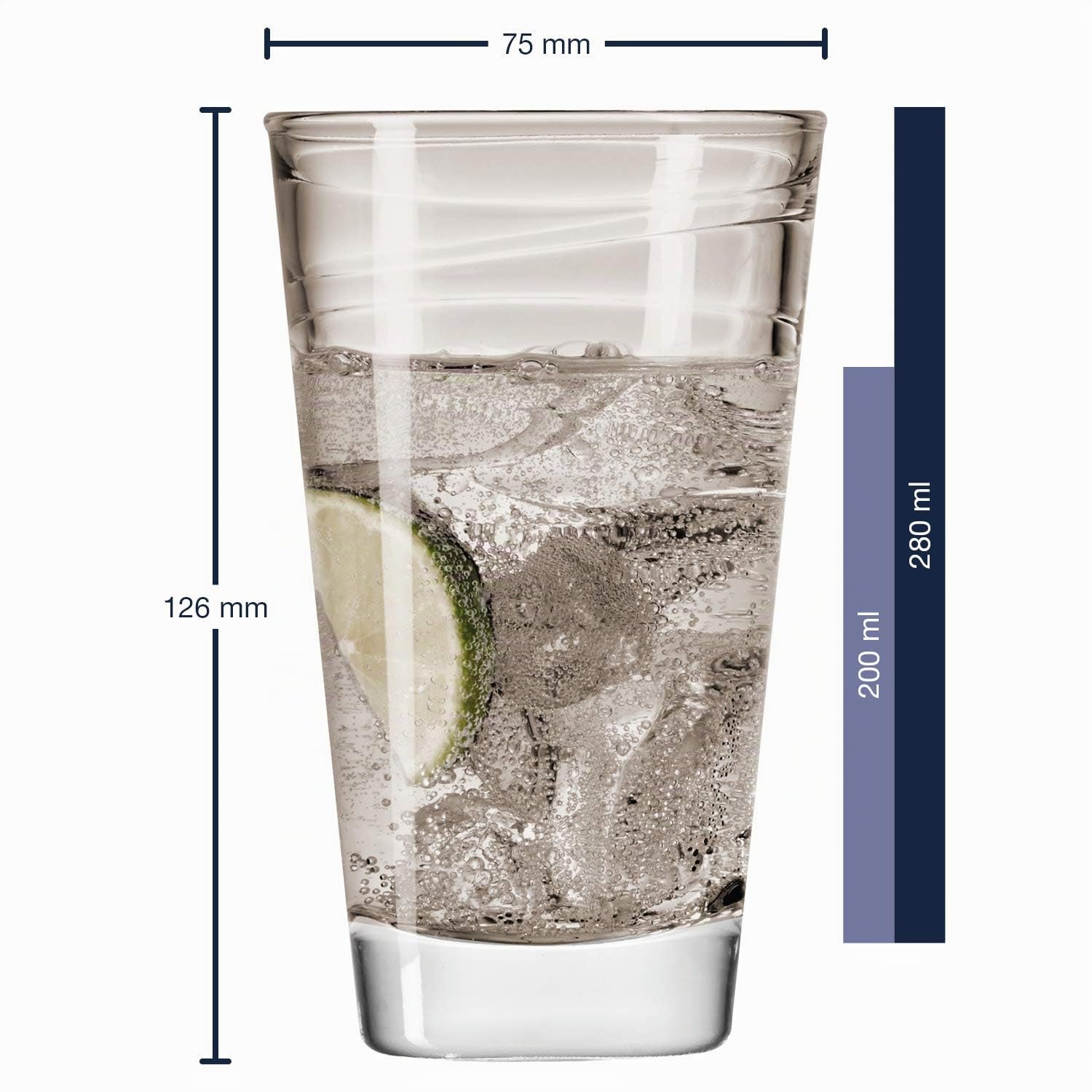Vario Petit Verre à Eau en Verre, Multicolore, Lot de 6
