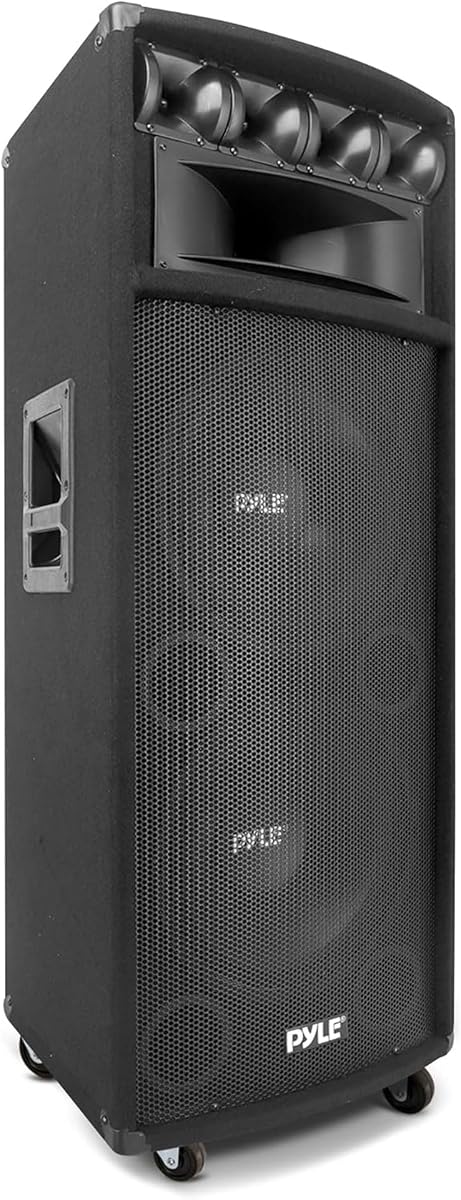 Sistema de altavoces PA para gabinete portátil: altavoces de sonido estéreo para exteriores de 1600 vatios con woofers duales de 12", tweeters piezoeléctricos de 3,4", rango medio de súper bocina de 5"x12", red cruzada
