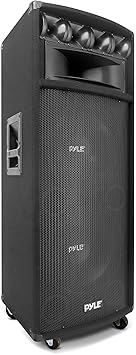 Pyle Portable Cabinet PA Speaker System - 1600 Watt Outdoor Stereo Sound Speakers w/ Dual 12" Woofers, 3.4" Piezo Tweeters, 5"x12" Super Horn Midrange, Crossover Network